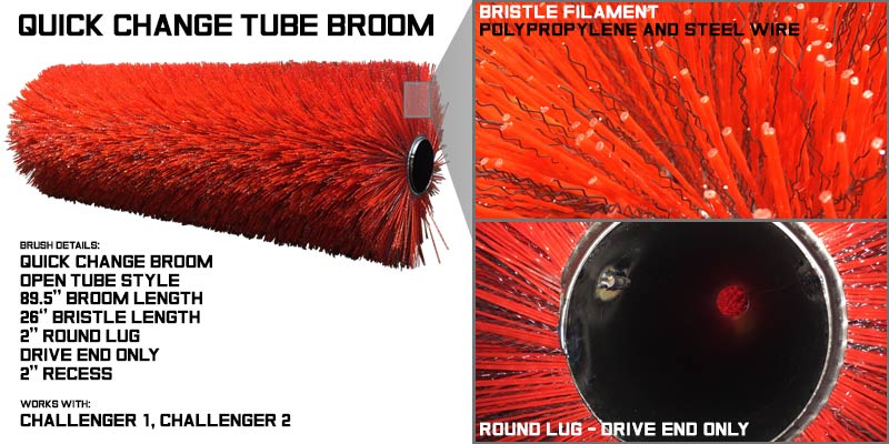 quick change tube broom sweeper brush, sweeper brushes, tube brooms
